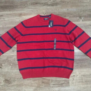 Chaps‎ red striped crewneck sweater